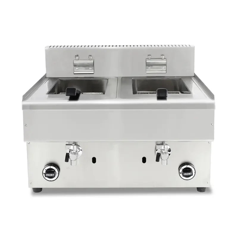 GZL-50 twin-tank commercial gas deep fryer, stainless steel