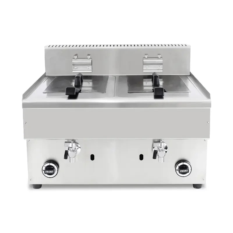 GZL-50 twin-tank commercial gas deep fryer, stainless steel