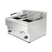 GZL-50 twin-tank commercial gas deep fryer, stainless steel