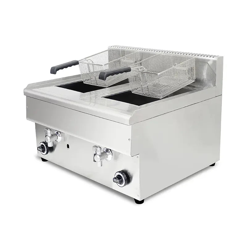 GZL-50 twin-tank commercial gas deep fryer, stainless steel
