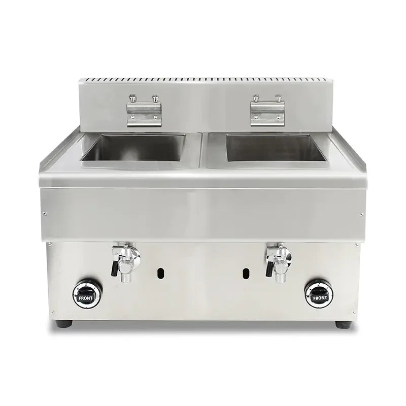 GZL-50 twin-tank commercial gas deep fryer, stainless steel