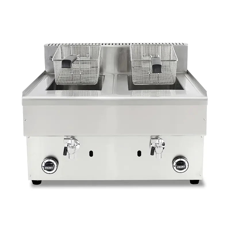 GZL-50 twin-tank commercial gas deep fryer, stainless steel