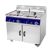 GZL-92 floor-standing twin-tank four-basket gas deep fryer, stainless steel