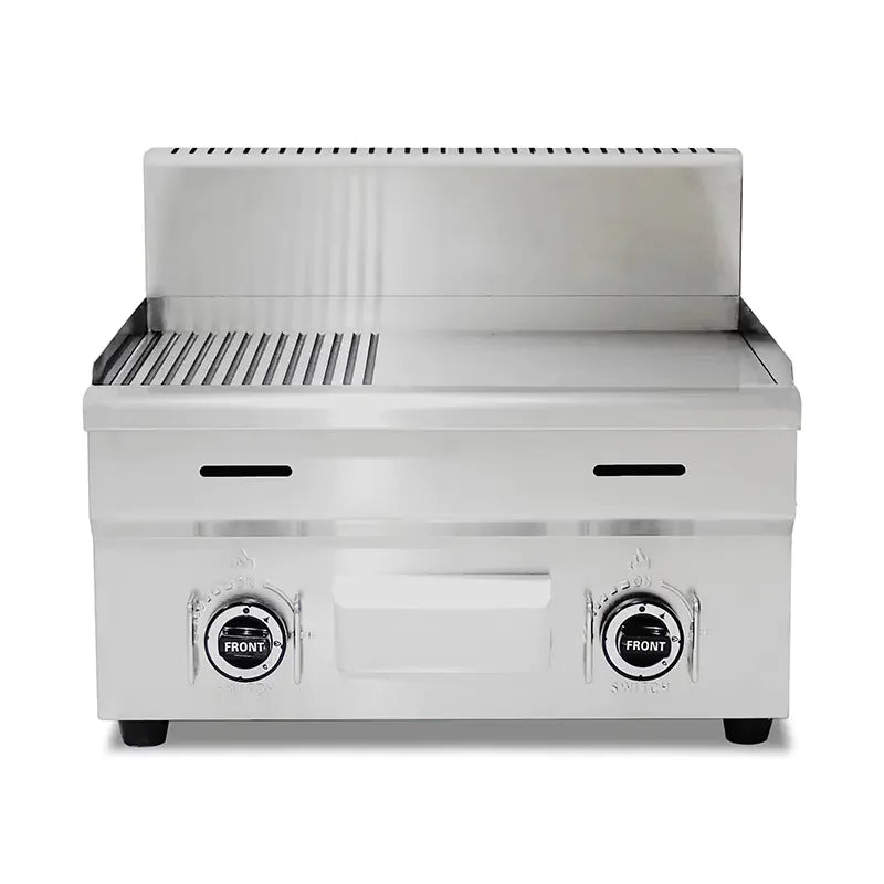 GPL-600-2 countertop gas griddle, 8mm grooved and flat A3 iron plate