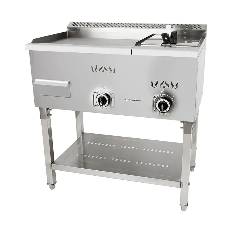 PZL-410 gas griddle with built-in fryer, full-flat plate
