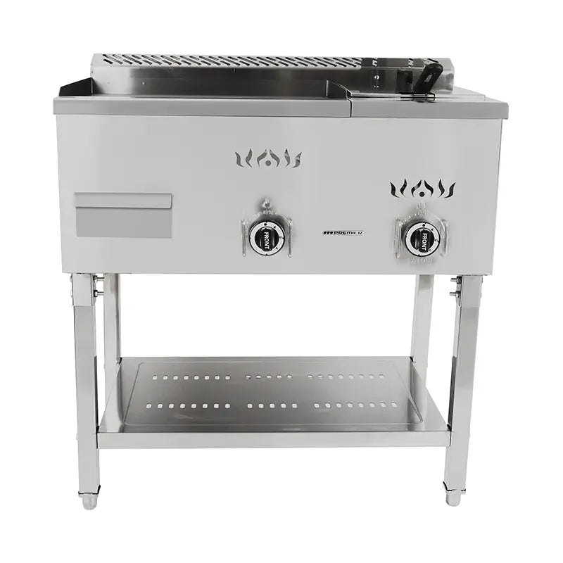 PZL-410 gas griddle with built-in fryer, full-flat plate