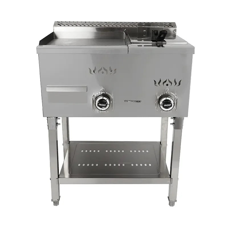 PZL-550 gas griddle with built-in fryer, full-flat plate