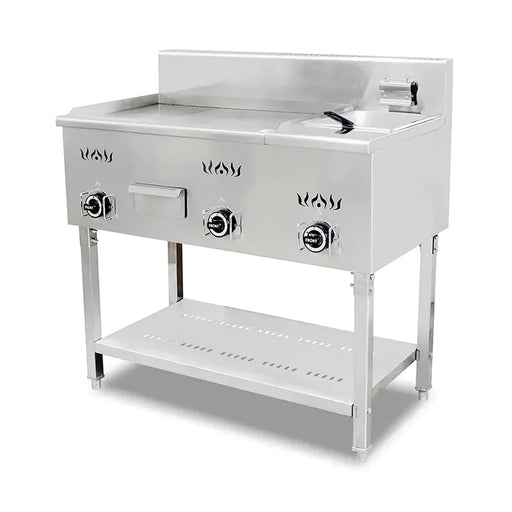 PZL-740 gas griddle with built-in fryer, full-flat plate