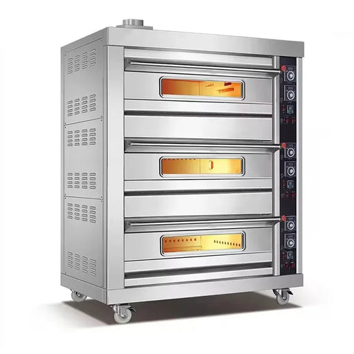 GO-306Q three-deck gas bakery oven, stainless steel