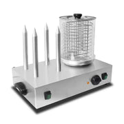 HDW-4 electric hot dog steamer with glass container and bun sticks, stainless steel