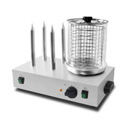 HDW-4 electric hot dog steamer with glass container and bun sticks, stainless steel