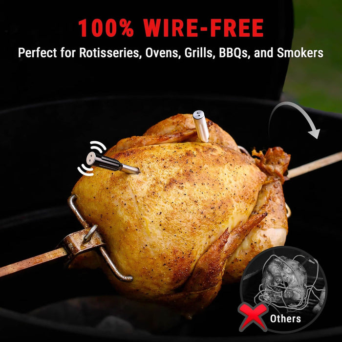 *TempSprite Wireless Smart Meat Thermometer with APP, 500FT Bluetooth, LCD-Enhanced Booster for Turkey Beef Rotisserie BBQ Grill Oven Smoker