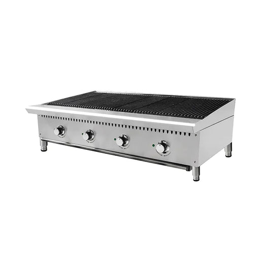 CP-CB48-M wide countertop gas lava rock char-broiler, stainless steel
