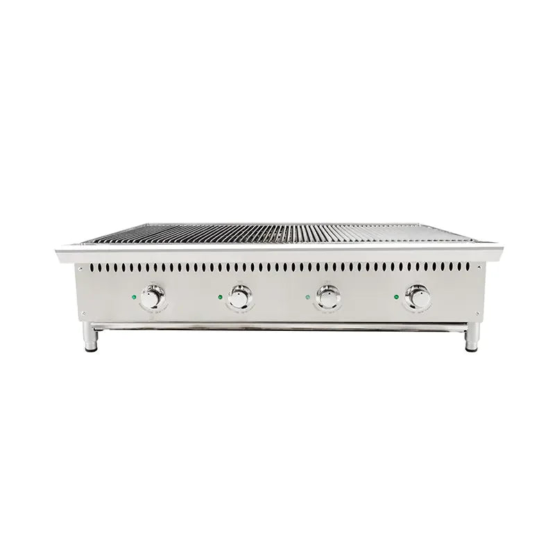 CP-CB48-M wide countertop gas lava rock char-broiler, stainless steel