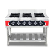 GZL-6W 6-burner floor-standing commercial gas range with cast-iron burners